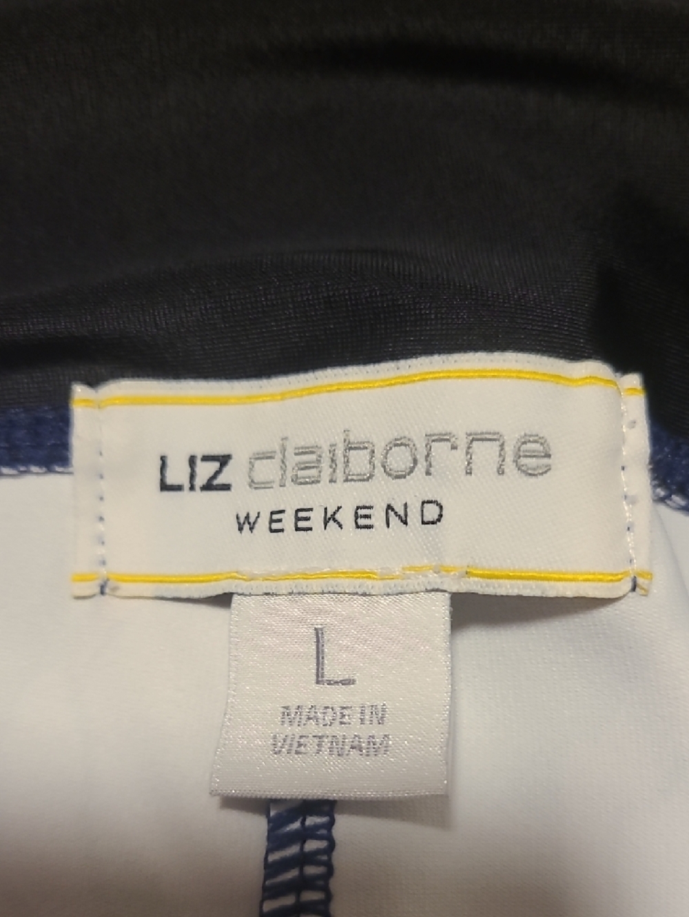 Liz Claiborne Navy Pants with White and Coral Floral Print - Picture 3 of 7